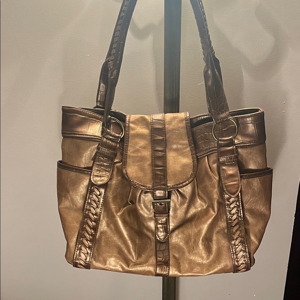 Elegant Brown Coldwater Creek Leather Tote Bag